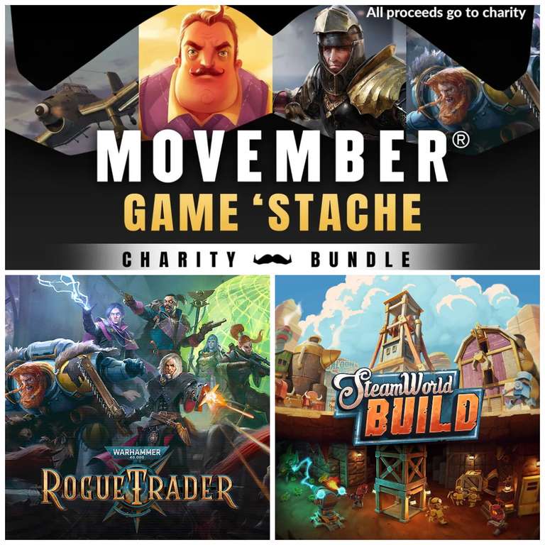 [PC-Steam] Movember Game 'Stache Charity Bundle - 15 Games + 1 DLC, e.g. SteamWorld Build, Warhammer 40,000: Rogue Trader, Chivalry 2